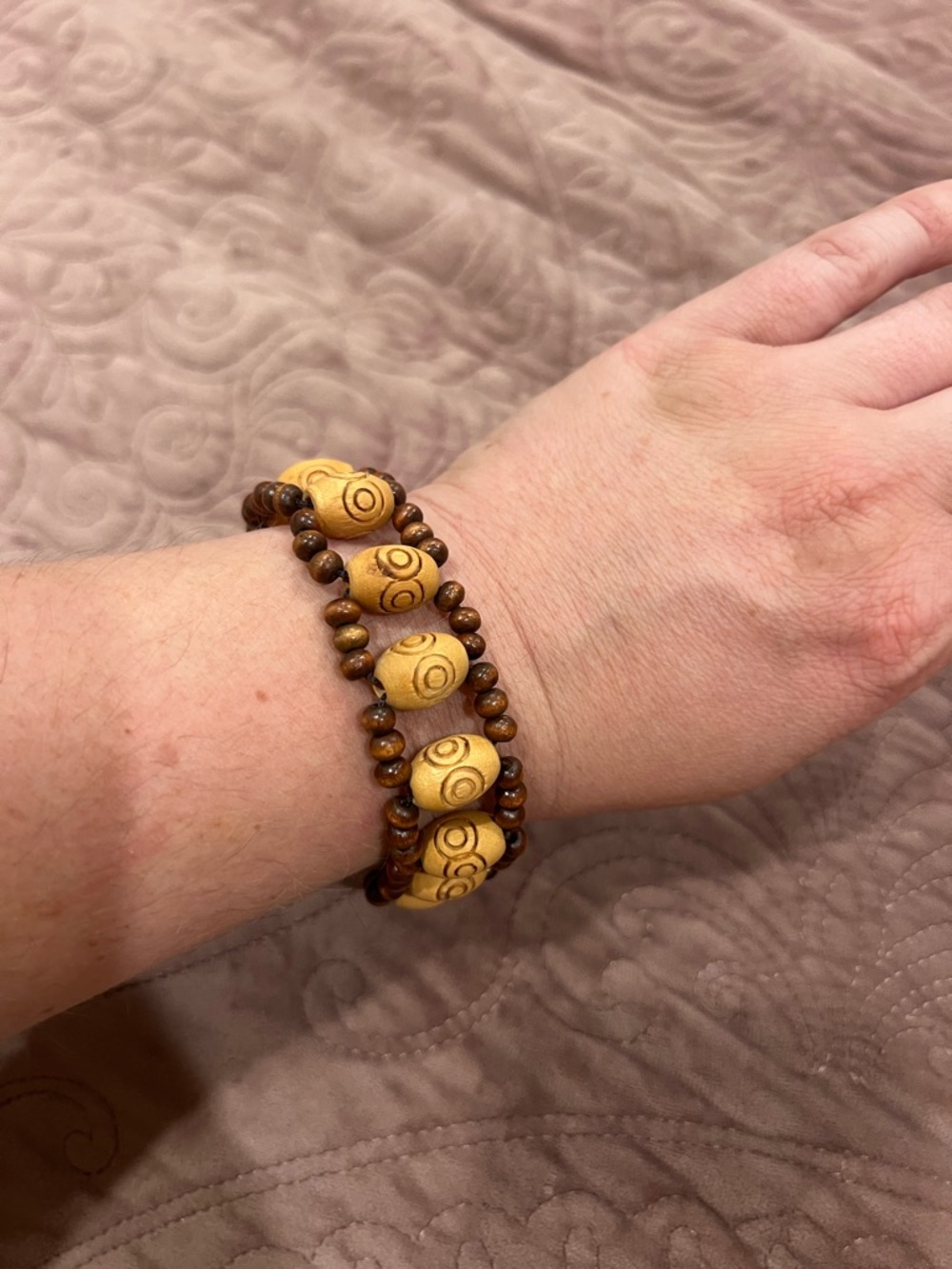 Handcrafted Brown and Tan Beaded Wrap Bracelet